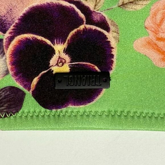 Triangl Neoprene Bikini Swimsuit Kelly Green Floral 2pc Bathing Suit S/M And Bag - Picture 11 of 16
